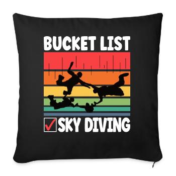 Bucket List Skydiving Funny Skydiver Skydiving - Sofa pillowcase 17,3'' x 17,3'' (45 x 45 cm) - black - Front