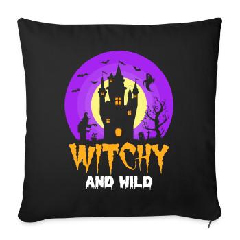 Witchy Halloween Party Hexe Scary House Ghost - Sofakissenbezug 45 x 45 cm - Schwarz - Vorne