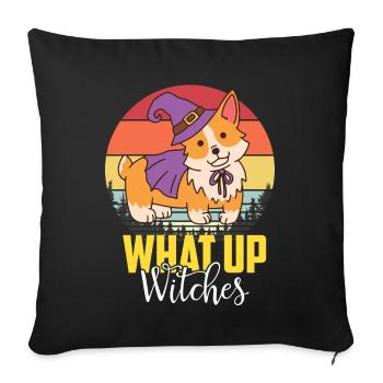 Mignon Corgi Sorcière Halloween Party Dog Love - Housse de coussin décorative 45 x 45 cm - noir - Devant