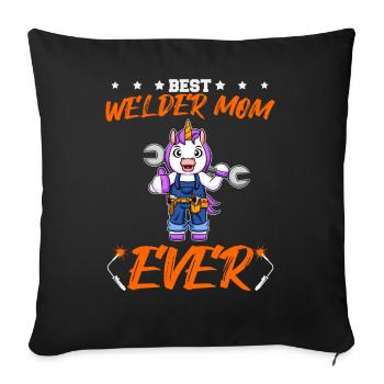 Best Welder Mom Ever Metal Work Crafts Mother - Sofa pillowcase 17,3'' x 17,3'' (45 x 45 cm) - black - Front