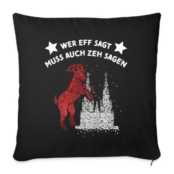 Kölner Dom Rot Weiss Rut Wies Fussball Karnevalist - Sofakissenbezug 45 x 45 cm - Schwarz - Vorne