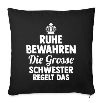 Geschwister Familie Schwestern Schwester - Sofakissenbezug 45 x 45 cm - Schwarz - Vorne