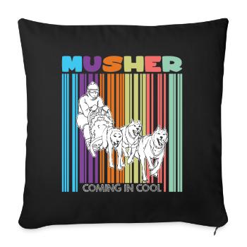 Chien de traîneau Course Sled Dogs Cadeau - Housse de coussin décorative 45 x 45 cm - noir - Devant