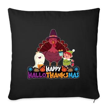 Happy Hello Thanksmas Halloween Thanksgiving Xmas - Sofa pillowcase 17,3'' x 17,3'' (45 x 45 cm) - black - Front