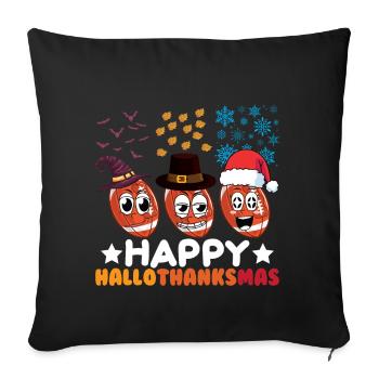Happy Hello Thanksmas Halloween Thanksgiving Xmas - Sofa pillowcase 17,3'' x 17,3'' (45 x 45 cm) - black - Front
