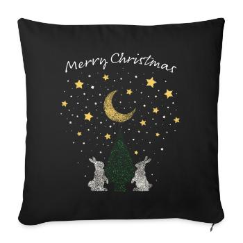Rabbits Rabbits Christmas Tree Christmas Tree Xmas - Sofa pillowcase 17,3'' x 17,3'' (45 x 45 cm) - black - Front