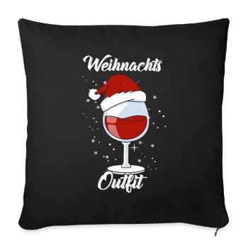 Wine Lovers Noël Chapeau de Noël Tenue Noël - Housse de coussin décorative 45 x 45 cm - noir - Devant
