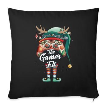 Gamer Elf Dab Gambler Outfit Drôle Noël - Housse de coussin décorative 45 x 45 cm - noir - Devant