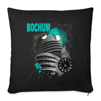 Bochum Allemagne City Skyline Vintage Rétro - Housse de coussin décorative 45 x 45 cm - noir - Devant