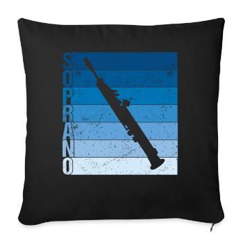 Vintage -Sopran -Saxophon Sax -Musiker - Sofakissenbezug 45 x 45 cm - Schwarz - Vorne
