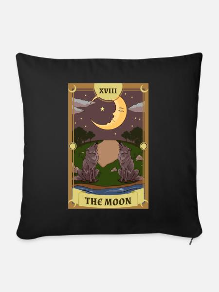 Anime Tarot Card der Mond okkulte Hexe - Sofakissenbezug 45 x 45 cm - Schwarz