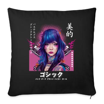 Japanische Motorradbiker -Tattoo Vaporwave -Ästhet - Sofakissenbezug 45 x 45 cm - Schwarz - Vorne