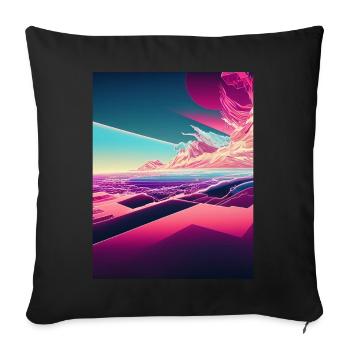 Japanische Dampfwelle Ästhetik blau rosa Muster La - Sofakissenbezug 45 x 45 cm - Schwarz - Vorne