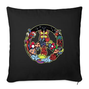 T-shirt hippie Mouvement pour la paix Woodstock Boho Groove - Housse de coussin décorative 45 x 45 cm - noir - Devant