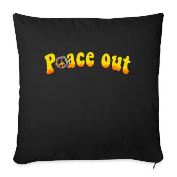 Hippie Peace Groovy Flowerpower Boho Woodstock - Housse de coussin décorative 45 x 45 cm - noir - Devant