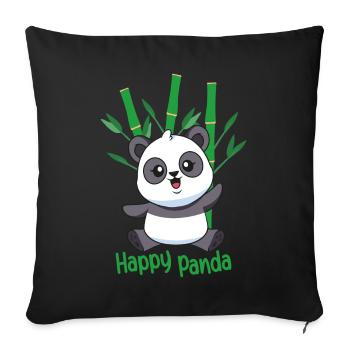 Panda Love Cute Pandas Animal Lovers Bambou - Housse de coussin décorative 45 x 45 cm - noir - Devant