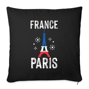Love Paris Art Tour Eiffel France Français - Housse de coussin décorative 45 x 45 cm - noir - Devant