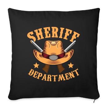 Département du shérif Chapeau de cowboy Revolver Sheriff Star - Housse de coussin décorative 45 x 45 cm - noir - Devant