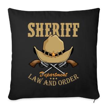 Shérif Cowboy Pistolets Officier de l’insigne étoile du shérif - Housse de coussin décorative 45 x 45 cm - noir - Devant