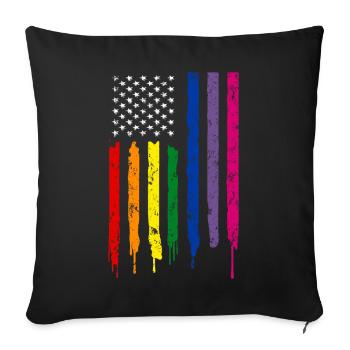 LGBTQ American Flag. - Sofa pillowcase 17,3'' x 17,3'' (45 x 45 cm) - black - Front