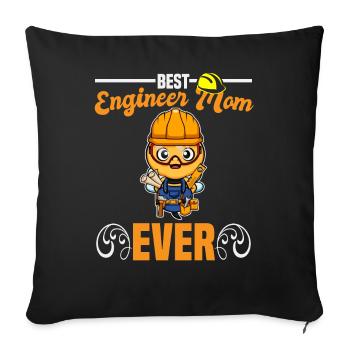 Best Engineer Mom Ever Construction Worker Mommy - Sofa pillowcase 17,3'' x 17,3'' (45 x 45 cm) - black - Front