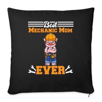 Meilleur mécanicien maman jamais technicien cadeau de fête des mères - Housse de coussin décorative 45 x 45 cm - noir - Devant