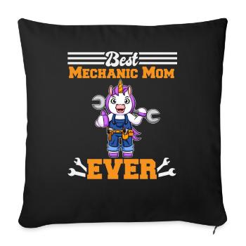 Meilleur mécanicien maman jamais technicien cadeau de fête des mères - Housse de coussin décorative 45 x 45 cm - noir - Devant