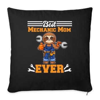 Meilleur mécanicien maman jamais technicien cadeau de fête des mères - Housse de coussin décorative 45 x 45 cm - noir - Devant