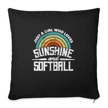 Fille de softball - Housse de coussin décorative 45 x 45 cm - noir - Devant