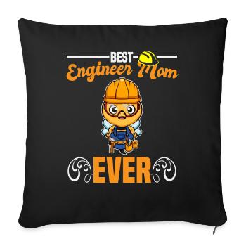 Meilleure maman ingénieure Jamais ouvrière de la construction Maman - Housse de coussin décorative 45 x 45 cm - noir - Devant