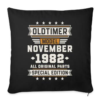 Classic Car November 1982 Birthday Gift - Sofa pillowcase 17,3'' x 17,3'' (45 x 45 cm) - black - Front