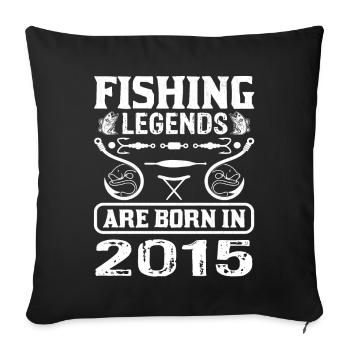 Les légendes de la pêche sont nées en 2015 - Housse de coussin décorative 45 x 45 cm - noir - Devant