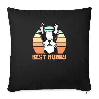Boston Terrier Dog Dogs Dog Lovers Cadeau - Housse de coussin décorative 45 x 45 cm - noir - Devant