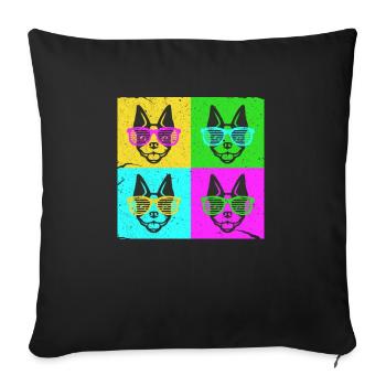 Boston Terrier Dog Dogs Dog Lovers Cadeau - Housse de coussin décorative 45 x 45 cm - noir - Devant