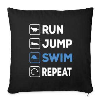 Run Jump Swim Repeat Dock Diving Dog - Sofa pillowcase 17,3'' x 17,3'' (45 x 45 cm) - black - Front