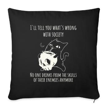 Buvez dans le crâne de vos ennemis Chat drôle - Housse de coussin décorative 45 x 45 cm - noir - Devant