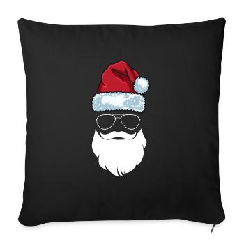 Père Noël Bonnet Lunettes de soleil Bart Santa - Housse de coussin décorative 45 x 45 cm - noir - Devant