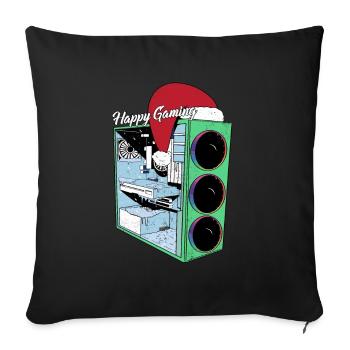PC de jeu avec Beanie Funny Gambler Outfit Noël - Housse de coussin décorative 45 x 45 cm - noir - Devant