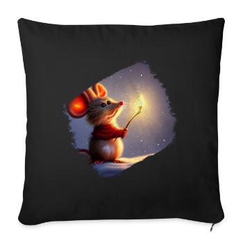 Souris de Noël - Housse de coussin décorative 45 x 45 cm - noir - Devant