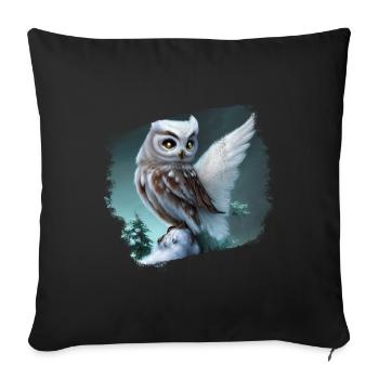 Schneeeule - Sofakissenbezug 45 x 45 cm - Schwarz - Vorne