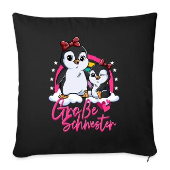 Große Schwester Pinguin - Sofakissenbezug 45 x 45 cm - Schwarz - Vorne