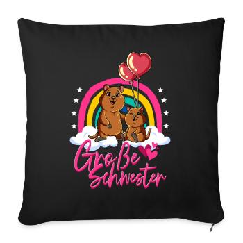 Große Schwester Quokka - Sofakissenbezug 45 x 45 cm - Schwarz - Vorne