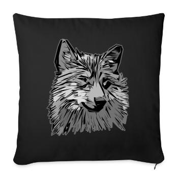 Tête de loup motif d’animal sauvage imprimé avec loup - Housse de coussin décorative 45 x 45 cm - noir - Devant