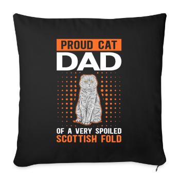 Scottish Fold-eared Cat Dad Cat Daddy Gift - Housse de coussin décorative 45 x 45 cm - noir - Devant