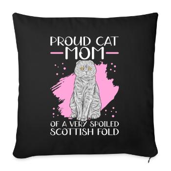 Écossais Chat à oreilles pliantes Maman Cat Maman Cadeau - Housse de coussin décorative 45 x 45 cm - noir - Devant