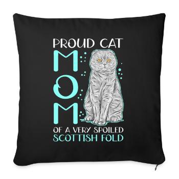 Écossais Chat à oreilles pliantes Maman Cat Cadeau - Housse de coussin décorative 45 x 45 cm - noir - Devant