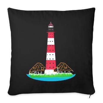 Leuchtturm Westerheversand, ohne Text, Nordsee - Sofakissenbezug 45 x 45 cm - Schwarz - Vorne