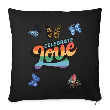 Butterfly Love Motivational Saying with Butterflie - Sofakissenbezug 45 x 45 cm - Schwarz - Vorne