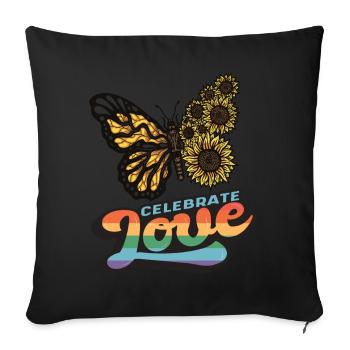 Love Sunflower Butterfly Motivational Quote with B - Sofakissenbezug 45 x 45 cm - Schwarz - Vorne