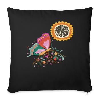 Sunflower Butterfly Motivational Quote with Butter - Sofakissenbezug 45 x 45 cm - Schwarz - Vorne